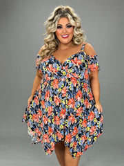75 OS-A {Too Good To Me} Black Floral V-Neck Dress CURVY BRAND!!!  EXTENDED PLUS SIZE 4X 5X 6X