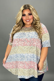 26 PSS-E {Follow The Leopard} Multi-Color Leopard Print Top EXTENDED PLUS SIZE 3X 4X 5X