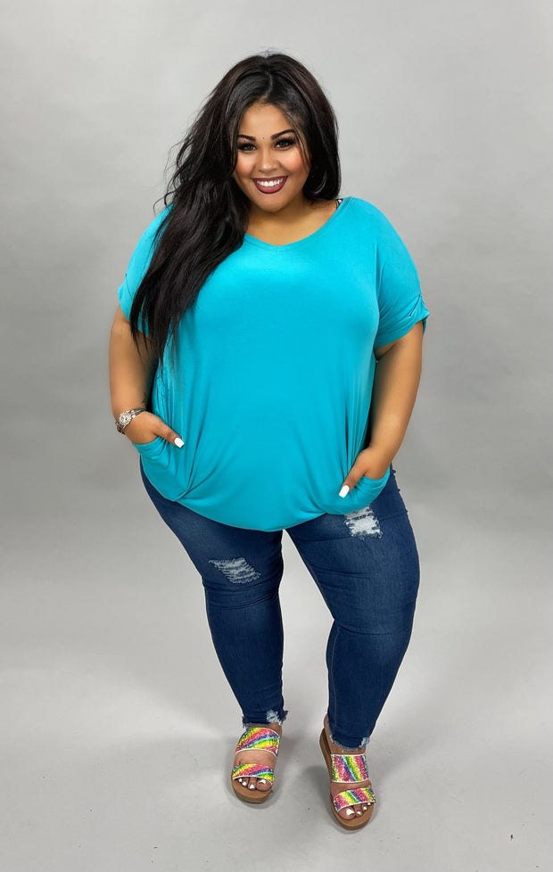 95 SSS-E {One Glance Says It All} Ice Blue***SALE*** V-Neck Tunic PLUS SIZE 1X 2X 3X