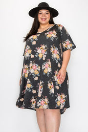 12 PSS {Only Clear Skies} Charcoal Floral V-Neck Dress EXTENDED PLUS SIZE 4X 5X 6X