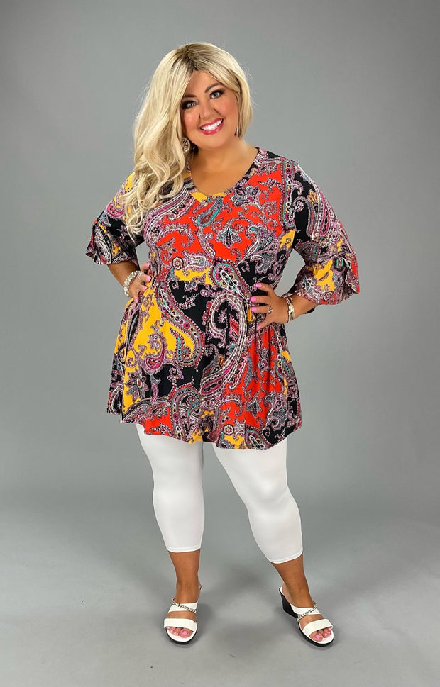 72 PSS {Doing My Best} Red/Mustard Paisley Babydoll Top EXTENDED PLUS SIZE 3X 4X 5X