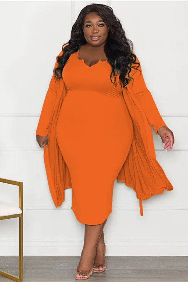 22 SET {Front Page Fashion} Orange Tank Dress & Cardigan EXTENDED PLUS SIZE 4X