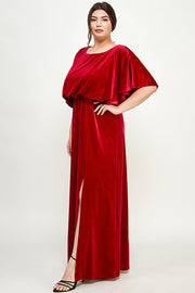 LD-M {Searching For The Party} Red Velvet Maxi Dress PLUS SIZE 1X 2X 3X