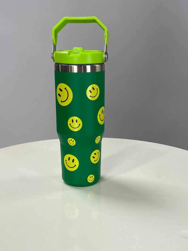 ACCESSORIES {Smiley Floats} Kelly Green Smiley Face Tumbler