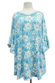 31 PSS {Garden Glamour} Sky Blue Floral Top EXTENDED PLUS SIZE 4X 5X 6X