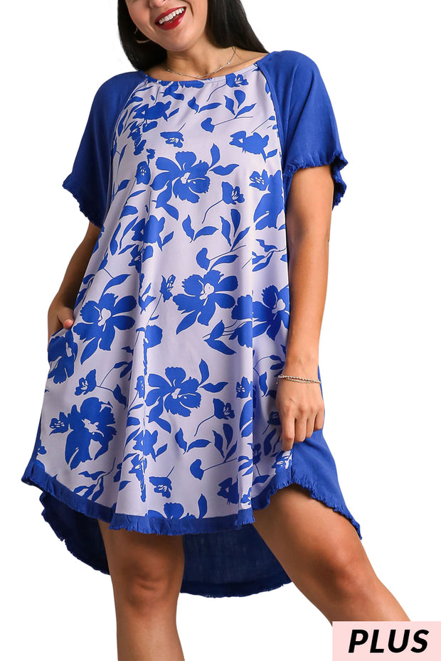 32 CP {Country Retreat} Umgee Royal Blue Floral Dress PLUS SIZE XL 1X 2X