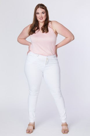 LEG-74 {VINS Me Jeans} White Stretch Denim Jeans EXTENDED PLUS SIZE 14 16 18 20 22 24