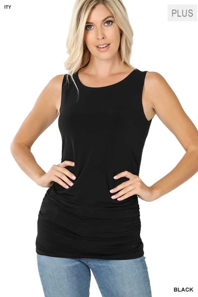 98 SV-G {Timely Reminder} Black Top w/Side Ruching PLUS SIZE 1X 2X 3X