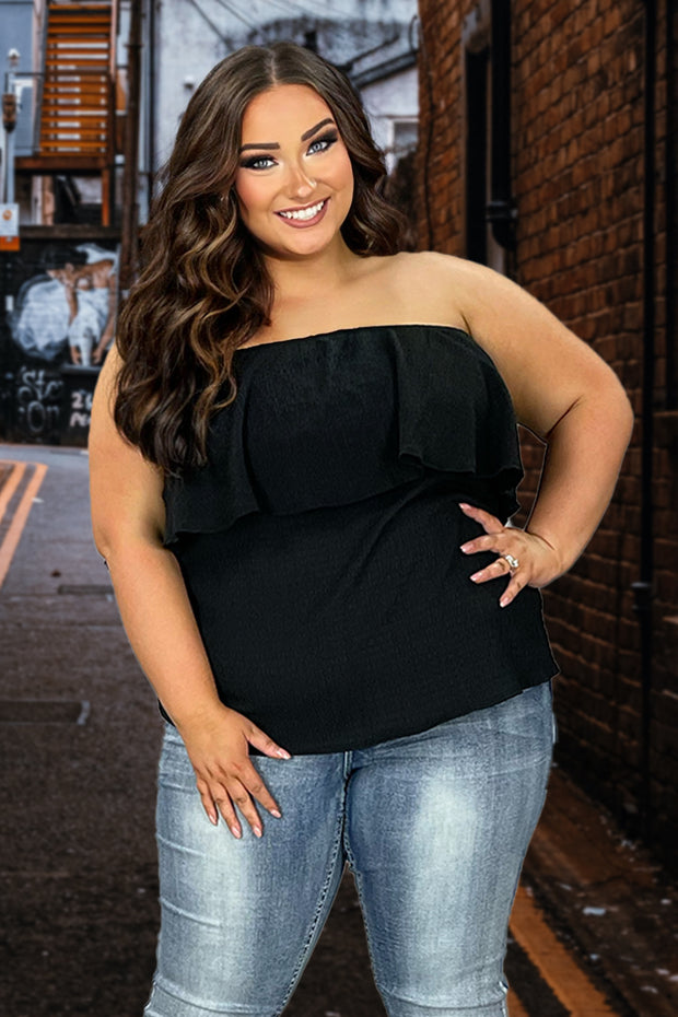 71 OS-A {Midnight Desires} SALE O/S Black Top Plus Size 1X 2X 3X
