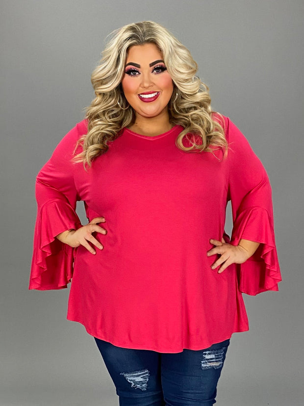 13 SSS {Always In My Dreams} Fuchsia V-Neck Top EXTENDED PLUS SIZE 4X 5X 6X