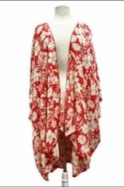 53 OT-C {Let Love In} Red/Ivory Floral Kimono  PLUS SIZE XL 2X 3X 4X 5X