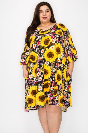 73 PSS {Obsessed With Sunflower} Yellow Sunflower Dress EXTENDED PLUS SIZE 4X 5X 6X