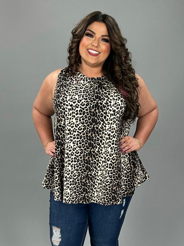 53 SV-M {Favoring The Wild} Leopard Print Sleeveless Top EXTENDED PLUS SIZE 3X 4X 5X