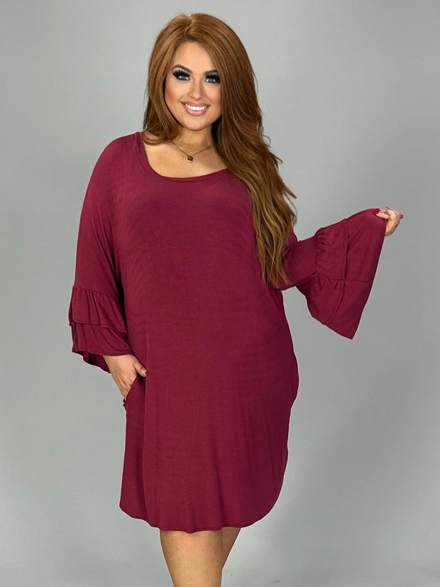SQ-E {She's Got The Look} Maroon with Ruffle Sleeves