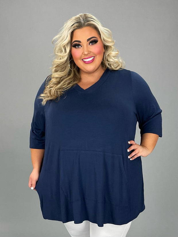 91 HD {Best Laid Plans} Navy Hoodie w/Kangaroo Pocket CURVY BRAND!!!  EXTENDED PLUS SIZE 4X 5X 6X (May Size Down 1 Size)