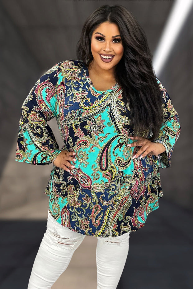 49 PQ {Be Right Now} Multi-Color Paisley V-Neck Tunic EXTENDED PLUS SIZE 3X 4X 5X