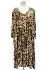 86 PQ {Posh Presence} Leopard Print Tiered Dress EXTENDED PLUS SIZE 3X 4X 5X