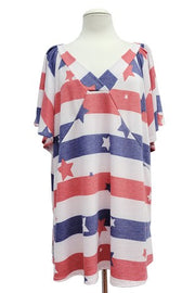 50 PSS {Stars & Stripes Always} Red/White/Blue Print Top EXTENDED PLUS SIZE 4X 5X 6X