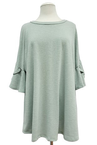30 SSS {Icing On Top} Light Sage Ruffle Sleeve Top EXTENDED PLUS SIZE 4X 5X 6X