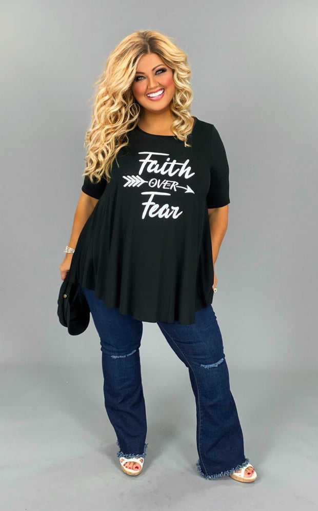 30 GT-N {Have Faith} Black "Faith Over Fear" Graphic Tee CURVY BRAND!!!  PLUS SIZE XL 2X 3X 4X 5X 6X