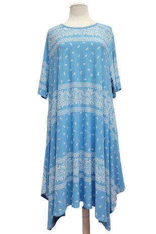 14 PSS {Calming Presence} Sky Blue Paisley Print Dress EXTENDED PLUS SIZE 4X 5X 6X