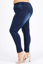 LEG-43 {Feel The Groove} Dark Blue Jeggings EXTENDED PLUS SIZE 4X/5X  5X/6X