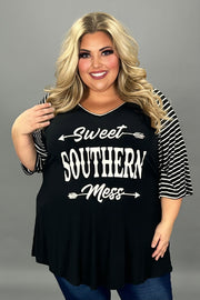 28 GT {Southern Mess} Black "Sweet Southern Mess" Graphic Tee CURVY BRAND!!!   EXTENDED PLUS SIZE XL 2X 3X 4X 5X 6X (May Size Down 1 Size)