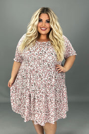 27 PSS-D {Clothes Make The Lady} Mauve Print Tiered Dress EXTENDED PLUS SIZE 3X 4X 5X