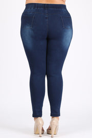 LEG-43 {Feel The Groove} Dark Blue Jeggings EXTENDED PLUS SIZE 4X/5X  5X/6X