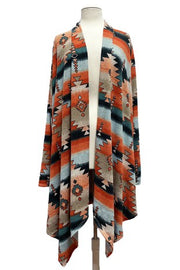 31 OT {Wild West Love} Orange Aztec Print Cardigan EXTENDED PLUS SIZE 3X 4X 5X