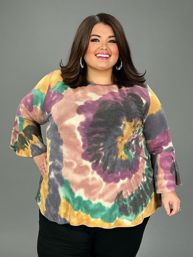25 PQ-C {Taking My Time} Multi-Color Tie Dye Top EXTENDED PLUS SIZE 3X 4X 5X