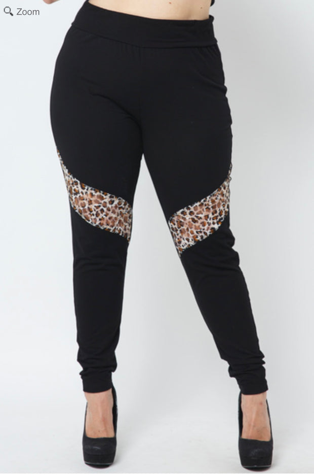 SALE!! BT-C {Little Bit Of Wild} VOCAL Black Leggings w/Leopard Lace PLUS SIZE 1X 2X 3X