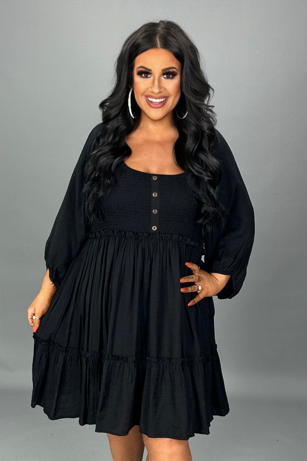 SALE!! 46 SQ-C {Into Bliss} Umgee Black Smocked Dress PLUS SIZE XL 1X –  Curvy Boutique Plus Size Clothing