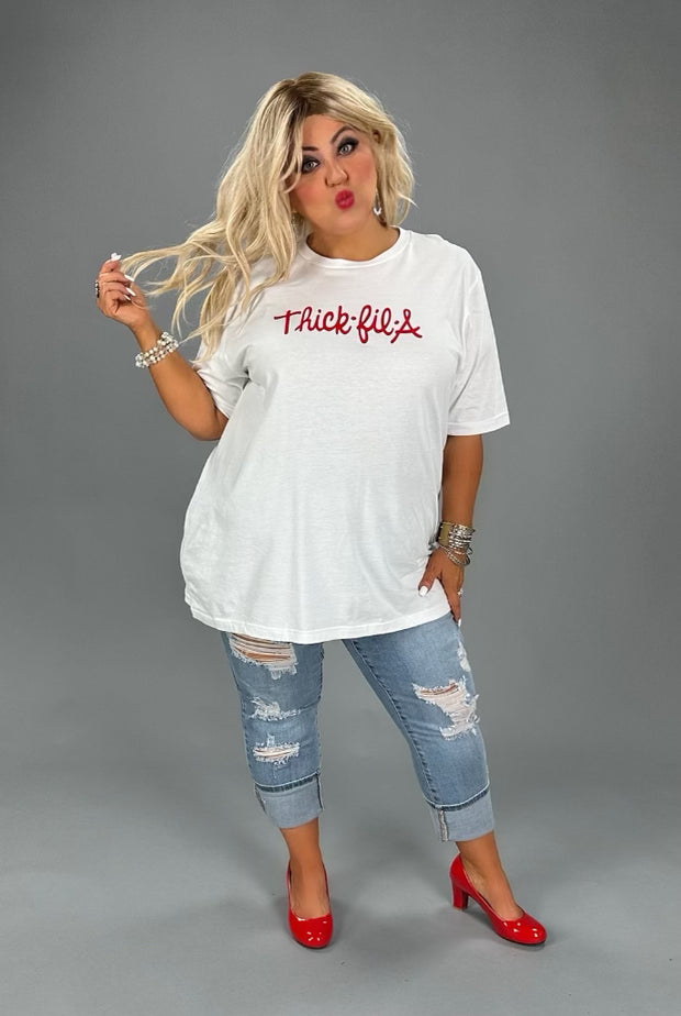 66 GT-G {Thick-Fil-A} White/Red Print Graphic Tee PLUS SIZE 1X 2X 3X