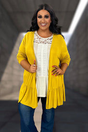 OT-C {Story Teller} Lightweight MUSTARD Layered Cardigan
