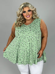 24 SV {Cool Feelings} Mint Polka Dot V-Neck Top EXTENDED PLUS SIZE 4X 5X 6X