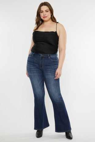 LEG- 115 {KanCan} Dark Blue Petite Mid Rise Flared Jeans PLUS SIZE 16 18 20 22