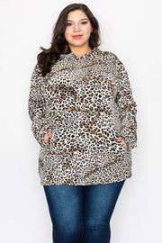 36 HD {Born To Be Wild} Brown Leopard Print Hoodie EXTENDED PLUS SIZE 3X 4X 5X