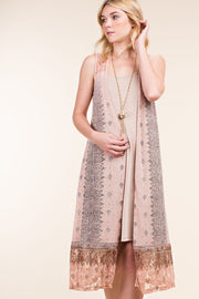 26 OT {Oh So Lovely} VOCAL Peach Lace Long Vest w/Studs PLUS SIZE XL 2X 3X