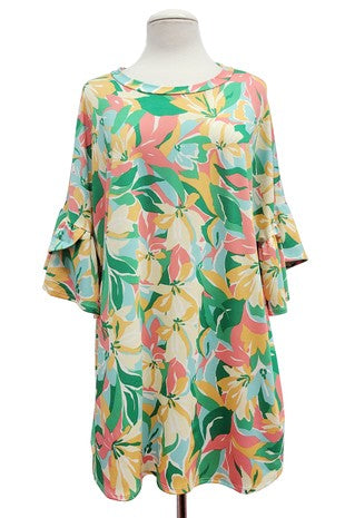 43 PSS {So Appealing} Green Floral Print Top EXTENDED PLUS SIZE 4X 5X 6X