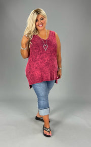 44  SV-H {Ease Along} Rose Mineral Wash Sleeveless Top PLUS SIZE 1X 2X 3X