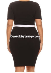 CP-Y "Uptown" Black/White BodyCon Dress