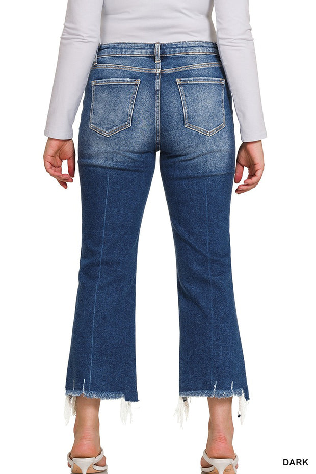 BT-G {Zenana Crop} Dark Blue Cropped Denim Jeans PLUS SIZE 36