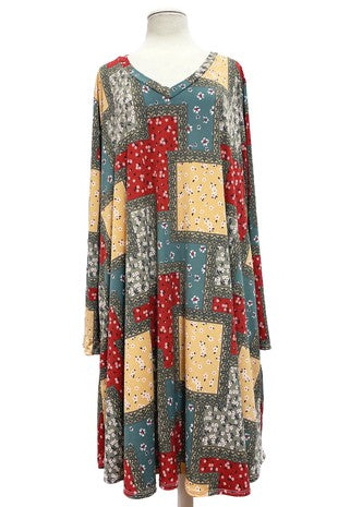 33 PLS {Only The Good Times} Multi-Color Floral Patchwork Dress EXTENDED PLUS SIZE 4X 5X 6X
