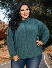 45 SLS-D {My Favorite Sweater} SALE!! Hunter Green Fleece Sweater PLUS SIZE 1X 2X 3X