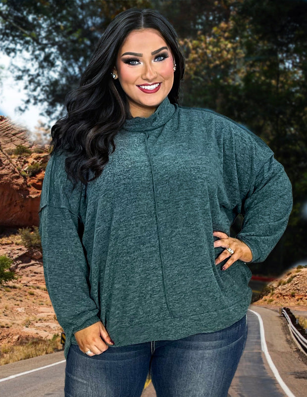 45 SLS-D {My Favorite Sweater} SALE!! Hunter Green Fleece Sweater PLUS SIZE 1X 2X 3X