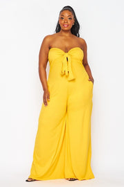 LD-G {Resort Queen} Yellow Off Shoulder Wide Leg Jumpsuit PLUS SIZE 1X 2X 3X