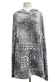 29 HD {Tribal Charm} Grey/Black Tribal Print Hoodie EXTENDED PLUS SIZE 3X 4X 5X