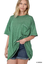 79 SSS [Call Me Comfy} Kelly Green Raw Edge Top PLUS SIZE 1X 2X 3X