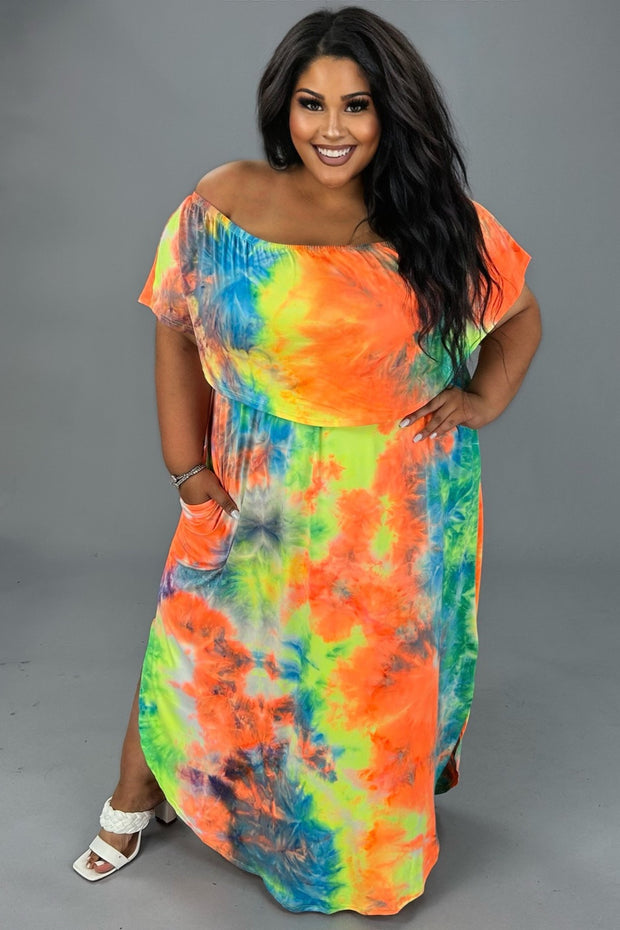 regulere jeg er træt Nemlig LD-Z {Always Carefree} Blue/Orange Tie Dye Off Shoulder Maxi Dress CUR –  Curvy Boutique Plus Size Clothing